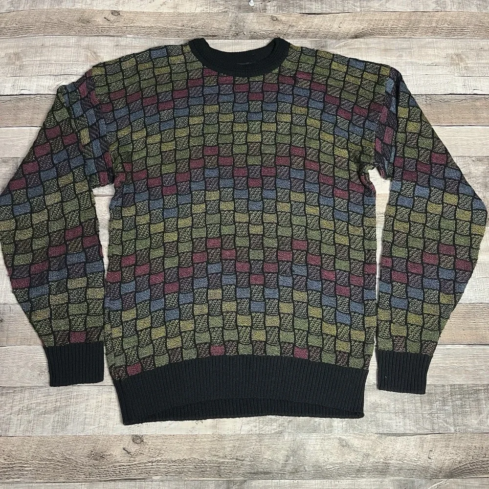 Alan Stuart Sweater Men's Size Large Vintage Knitted Geometric